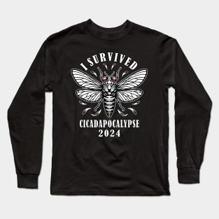 Cicada Double Emergence Survived Cicadapocalypse 2024 Funny Long Sleeve T-Shirt